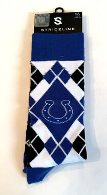Strideline Indianapolis Colts Argyle Socks M/L Sizes M: 8-12 W: 9.5-13.5 NWT